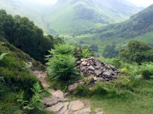 Climbing up from valley. Cairns mark the way, but here there was no other way, but up....unless you wanted to climb back from whence you came.