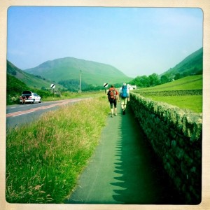 Wolf and Nicola, fellow travelers, leaving Grasmere