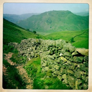 The stone walls were built to keep the sheep from committing suicide - I really liked them.