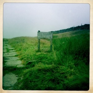 Top with warning sign about steep descent which we just came up.