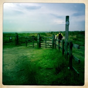 Round this gate and onto a track.